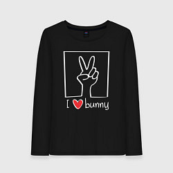 Лонгслив хлопковый женский I love bunny, цвет: черный