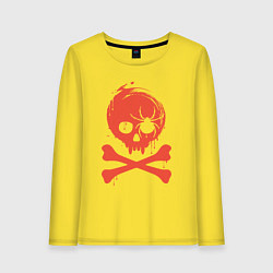 Лонгслив хлопковый женский Spider skull, цвет: желтый