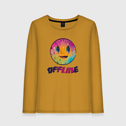 Лонгслив хлопковый женский Offline улыбка смайла, цвет: горчичный