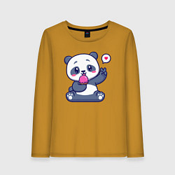 Лонгслив хлопковый женский Ice cream panda, цвет: горчичный
