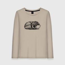 Лонгслив хлопковый женский Стильная лиса на отдыхе, цвет: миндальный