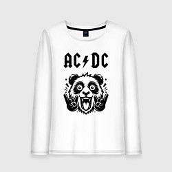 Лонгслив хлопковый женский AC DC - rock panda, цвет: белый