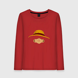 Лонгслив хлопковый женский Луффи Монки соломенная шляпа, цвет: красный