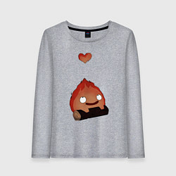 Лонгслив хлопковый женский Кальцифер сердце, цвет: меланж