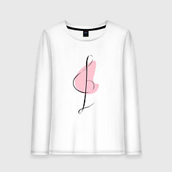 Лонгслив хлопковый женский Скрипичный ключ линеарный, цвет: белый