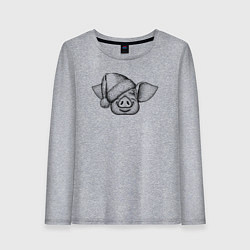 Женский лонгслив Хрюшка новогодняя