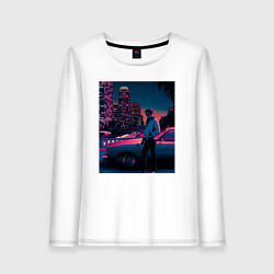 Лонгслив хлопковый женский Drive poster, цвет: белый