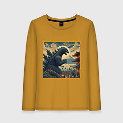 Лонгслив хлопковый женский Кайдзю в Японии, цвет: горчичный