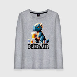 Лонгслив хлопковый женский Пивозавр - пиксель арт нейросеть, цвет: меланж