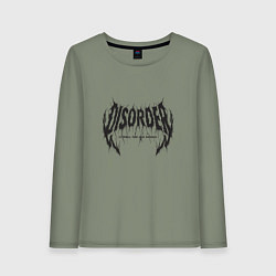 Лонгслив хлопковый женский Беспорядок это хаос найдите свой баланс, цвет: авокадо