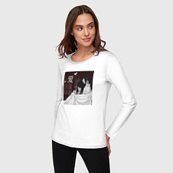 Лонгслив хлопковый женский Безразличие любви, цвет: белый — фото 2