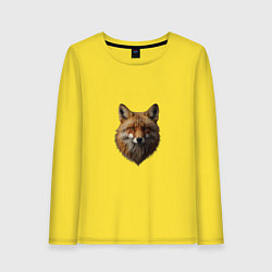 Лонгслив хлопковый женский Голова рыжей лисицы, цвет: желтый