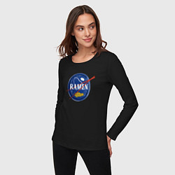 Лонгслив хлопковый женский Рамен в стиле NASA, цвет: черный — фото 2