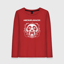 Лонгслив хлопковый женский Nickelback rock panda, цвет: красный