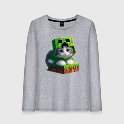 Лонгслив хлопковый женский Kitten creeper collaboration - ai art, цвет: меланж