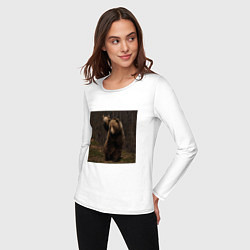 Лонгслив хлопковый женский Медведи гуляют по лесу, цвет: белый — фото 2