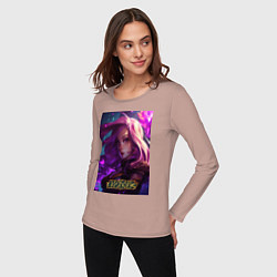 Лонгслив хлопковый женский League of Legends Kaisa Kda, цвет: пыльно-розовый — фото 2