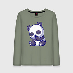 Лонгслив хлопковый женский Смеющаяся панда, цвет: авокадо