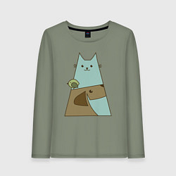 Женский лонгслив Собачка птичка кошечка