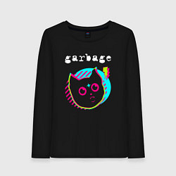 Лонгслив хлопковый женский Garbage rock star cat, цвет: черный