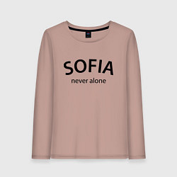 Лонгслив хлопковый женский Sofia never alone - motto, цвет: пыльно-розовый