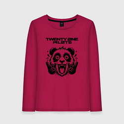 Лонгслив хлопковый женский Twenty One Pilots - rock panda, цвет: маджента
