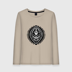 Лонгслив хлопковый женский Черная метка пирата, цвет: миндальный