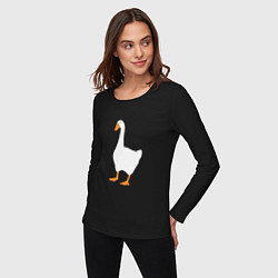 Лонгслив хлопковый женский Untitled goose game honk, цвет: черный — фото 2