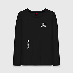 Лонгслив хлопковый женский Cloud9 - white logo, цвет: черный