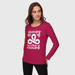 Лонгслив хлопковый женский Cloud9 - in logo, цвет: маджента — фото 2
