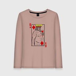 Лонгслив хлопковый женский Король - скуф, цвет: пыльно-розовый