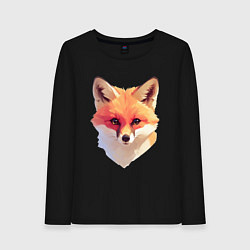 Лонгслив хлопковый женский Foxs head, цвет: черный