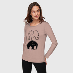 Лонгслив хлопковый женский Cute elephants, цвет: пыльно-розовый — фото 2