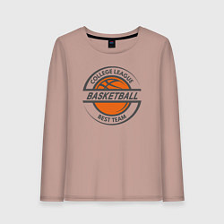 Лонгслив хлопковый женский Basketball best team, цвет: пыльно-розовый