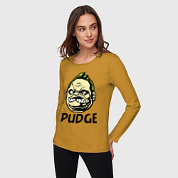 Лонгслив хлопковый женский Pudge Face, цвет: горчичный — фото 2