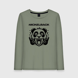 Лонгслив хлопковый женский Nickelback - rock panda, цвет: авокадо