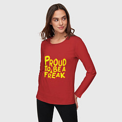 Лонгслив хлопковый женский Proud to be a freak, цвет: красный — фото 2