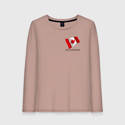 Лонгслив хлопковый женский Im Canadian - motto, цвет: пыльно-розовый
