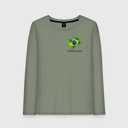 Лонгслив хлопковый женский Im Brazilian - motto, цвет: авокадо