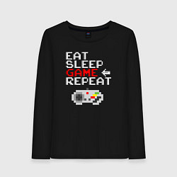Женский лонгслив Eat sleep game repeat lettering