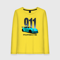 Лонгслив хлопковый женский Cпортивный автомобиль Porsche, цвет: желтый