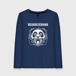 Лонгслив хлопковый женский Breaking Benjamin rock panda, цвет: тёмно-синий