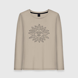Лонгслив хлопковый женский Черное солнце, цвет: миндальный