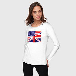Лонгслив хлопковый женский США и Великобритания, цвет: белый — фото 2