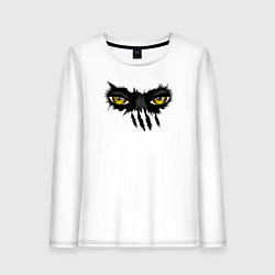 Лонгслив хлопковый женский Глаза смотрят, цвет: белый