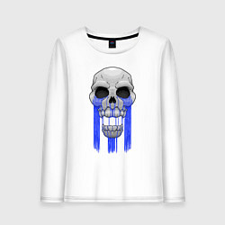 Лонгслив хлопковый женский Плачущий череп, цвет: белый