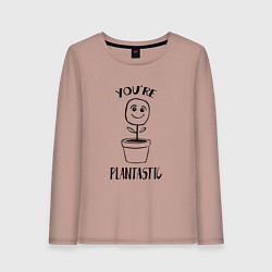 Лонгслив хлопковый женский YOURE PLANTASTIC, цвет: пыльно-розовый