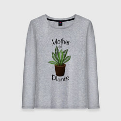 Лонгслив хлопковый женский Mother of plants - Папоротник, цвет: меланж
