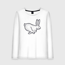 Лонгслив хлопковый женский Бегущий кролик, цвет: белый