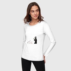 Лонгслив хлопковый женский Гусь сбежал от смерти, цвет: белый — фото 2